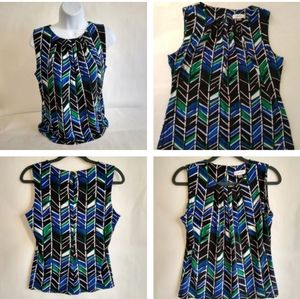Calvin Klein Women's Sleeveless blouse Top Chevron size PM (Petite Medium)
